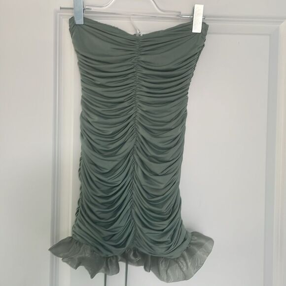NWOT Lucy in the Sky Halter Ruched Mini Dress Green Size Small - Picture 9 of 12